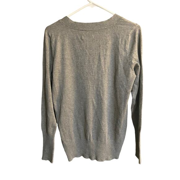 Attention Womens Gray V Neck Sweater Large Rayon Nylon - Picture 2 of 6